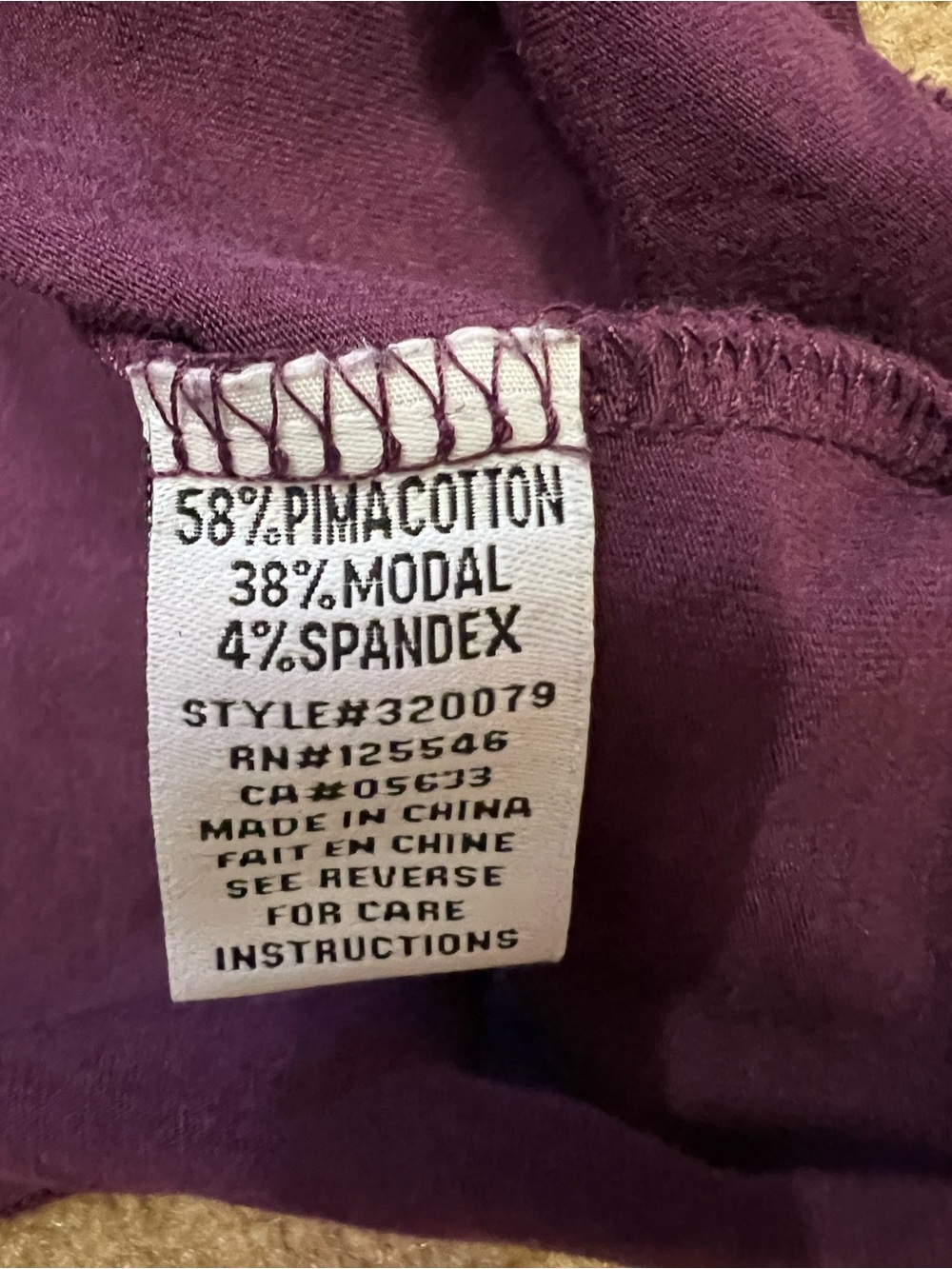 LIV by Habitat Size Large Purple Pima Cotton Modal Ruched Sleeve Seam Top - Picture 6 of 7